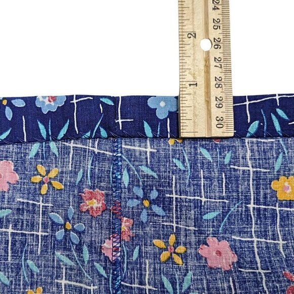 Vtg 70s RAYMOND HALPERN Blue Beachy Floral Check Sweetheart Shift MuuMuu Sz M/XL - Picture 5 of 8